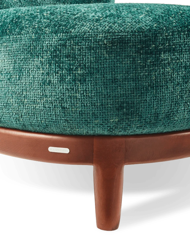 Fauteuil rond en tissu vert foncé et bois de frêne Greenish Fizz - Pols Potten