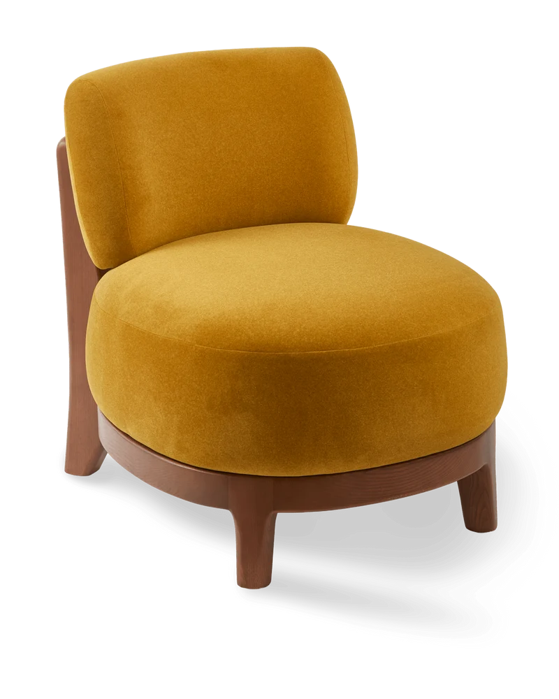 Fauteuil rond en tissu jaune et bois de frêne Soft Fizz - Pols Potten