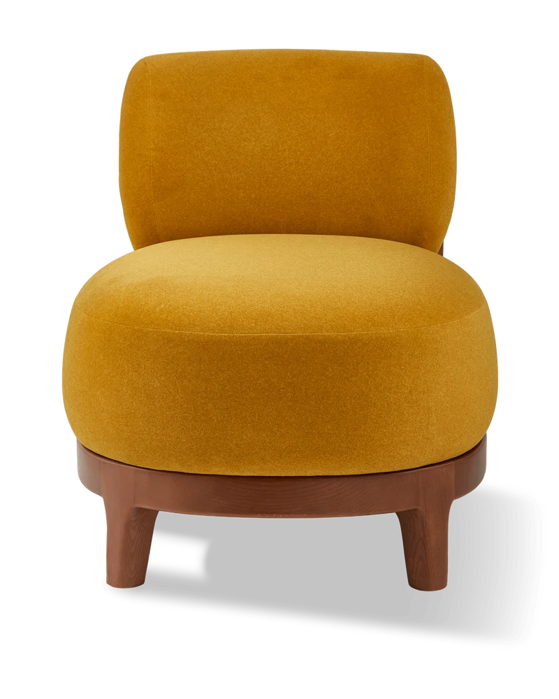 Fauteuil rond en tissu jaune et bois de frêne Soft Fizz - Pols Potten