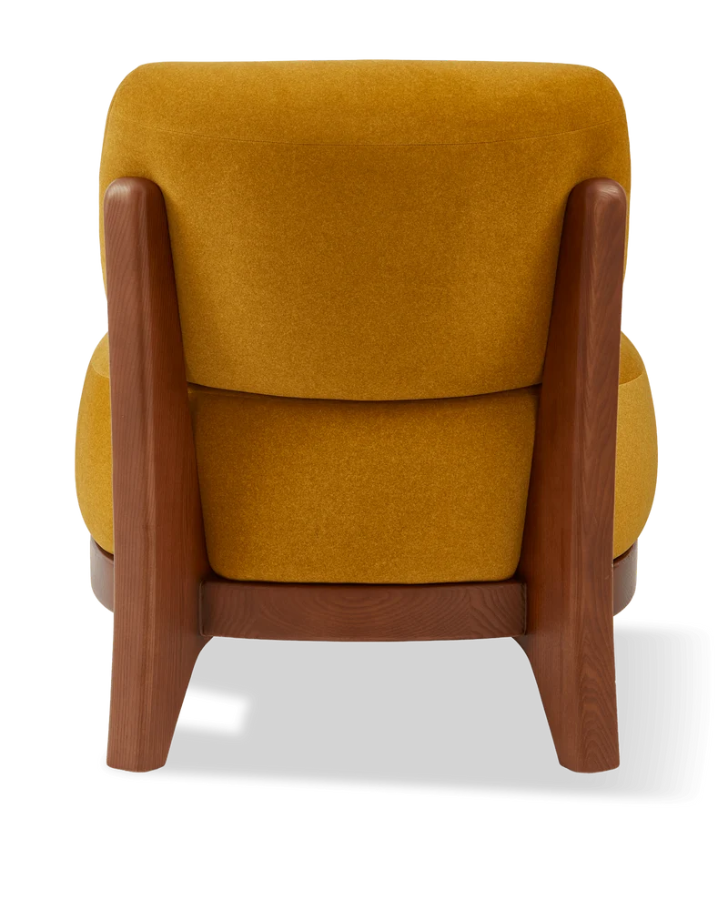 Fauteuil rond en tissu jaune et bois de frêne Soft Fizz - Pols Potten