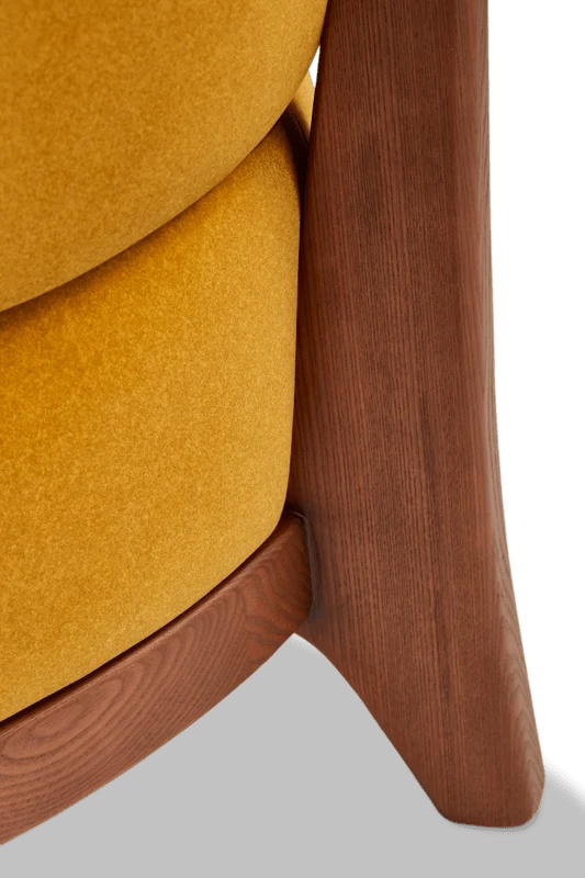 Fauteuil rond en tissu jaune et bois de frêne Soft Fizz - Pols Potten