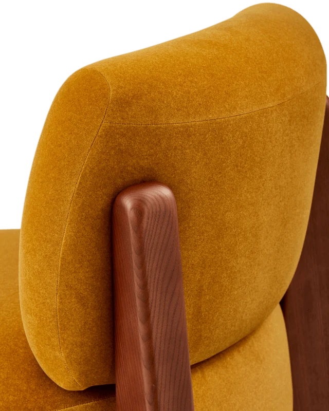 Fauteuil rond en tissu jaune et bois de frêne Soft Fizz - Pols Potten