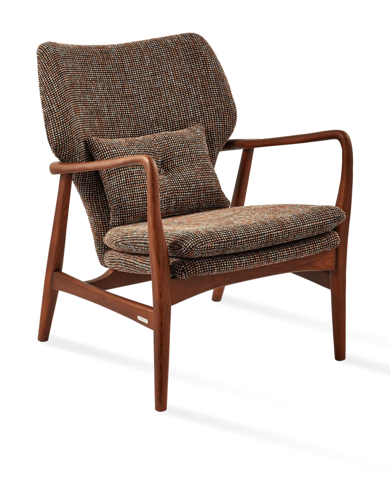 Fauteuil en tissu à motif marron et bois de frêne Speckled Peggy - Pols Potten
