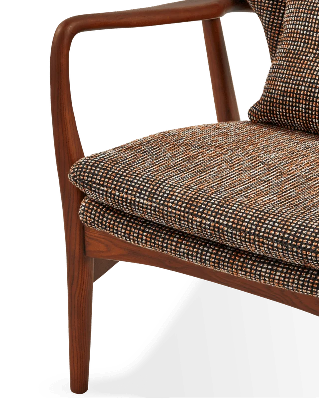 Fauteuil en tissu à motif marron et bois de frêne Speckled Peggy - Pols Potten