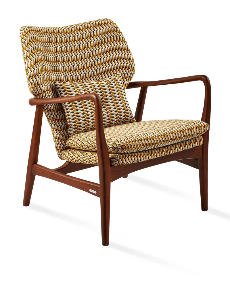 Fauteuil en tissu à motif jaune et bois de frêne Geo Peggy - Pols Potten