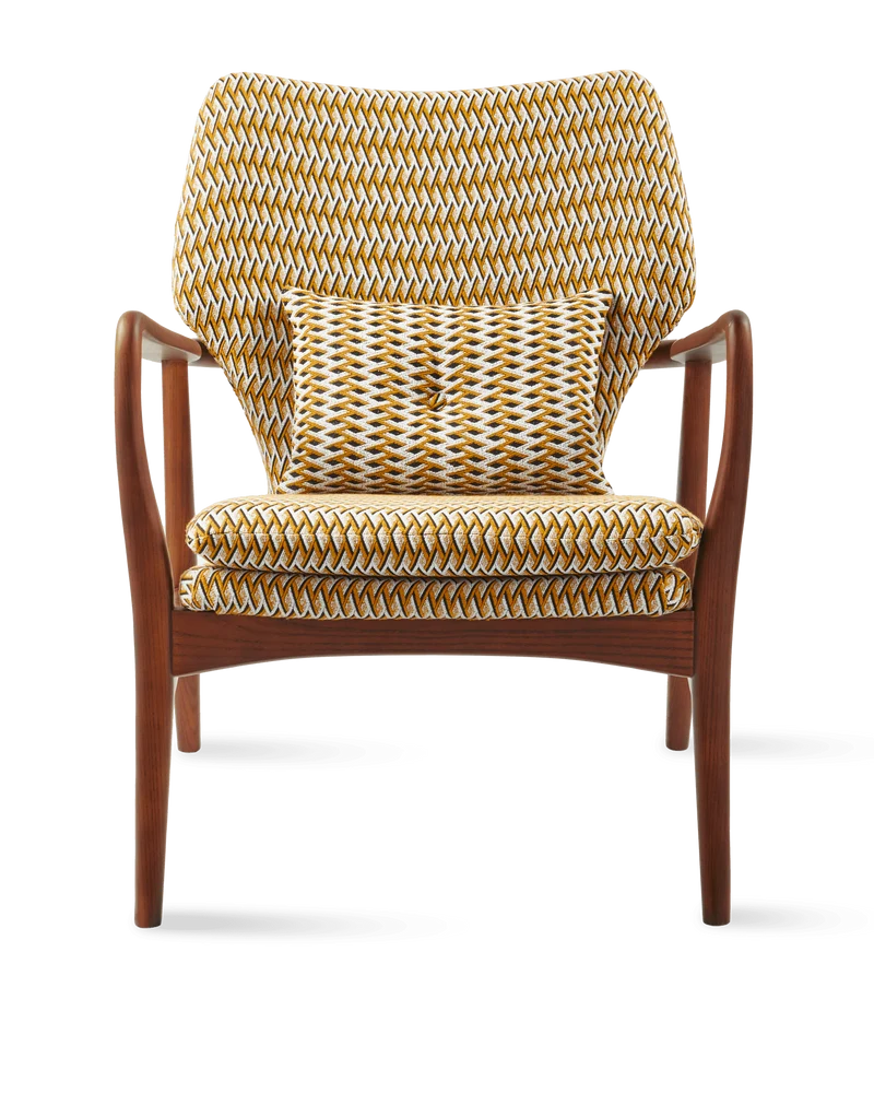 Fauteuil en tissu à motif jaune et bois de frêne Geo Peggy - Pols Potten