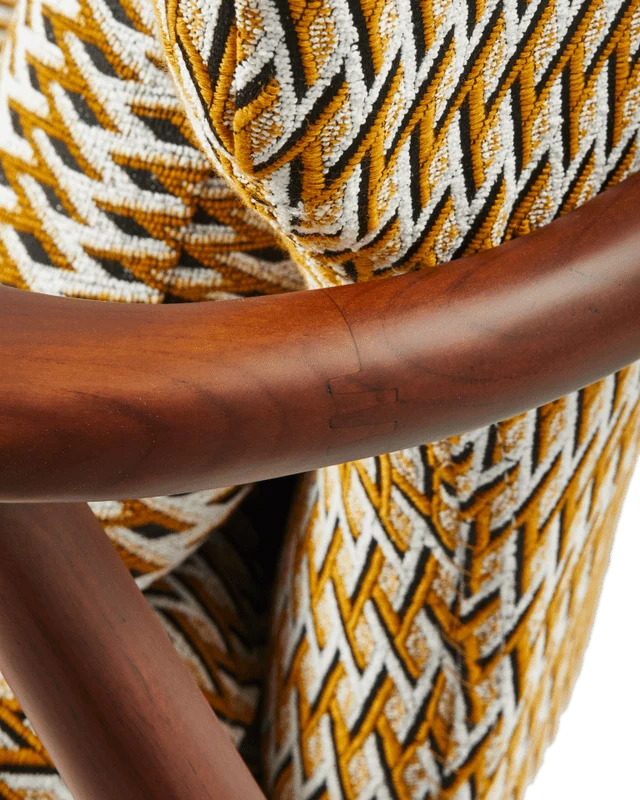 Fauteuil en tissu à motif jaune et bois de frêne Geo Peggy - Pols Potten