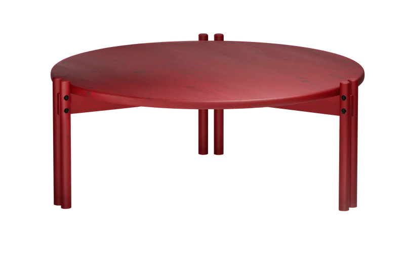 Table basse ronde en pin rouge 80x32cm Sticks - Karup Design