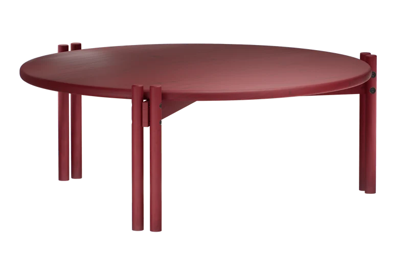 Table basse ronde en pin rouge 80x32cm Sticks - Karup Design