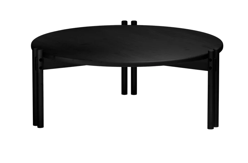Table basse ronde en pin noir 80x32cm Sticks - Karup Design