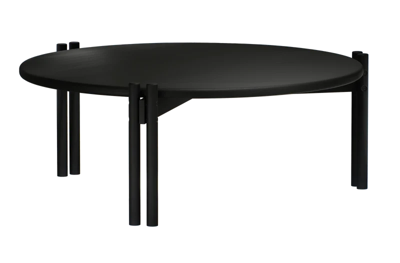 Table basse ronde en pin noir 80x32cm Sticks - Karup Design