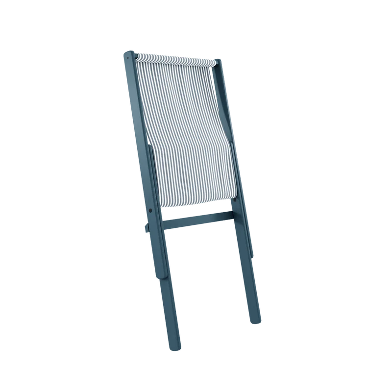 Chaise pliante en hêtre bleu et matelas en coton rayé 65x88x75cm Boogie raw - Karup Design