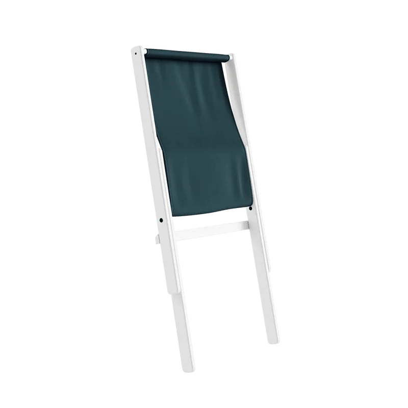 Chaise pliante en hêtre blanc et matelas en coton bleu pétrole 65x88x75cm Boogie raw - Karup Design
