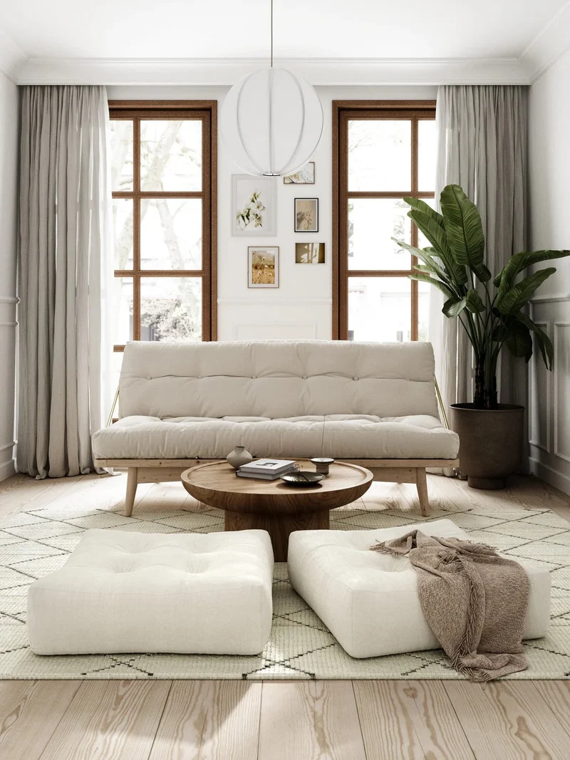 Pouf en coton et lin 70x22cm More - Karup Design
