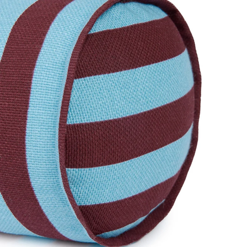 Coussin traversin en coton à carreaux rouge bordeaux et bleu 50 x 18 x 18 cm Vibes - Nobodinoz