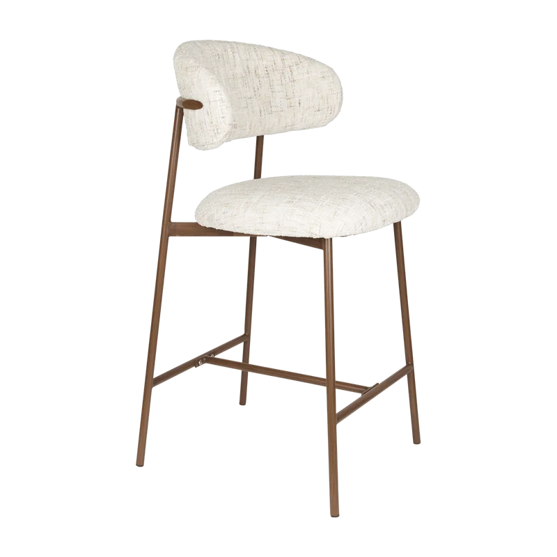 Chaise de bar en tissu blanc 65cm Finn - The Cool Republic