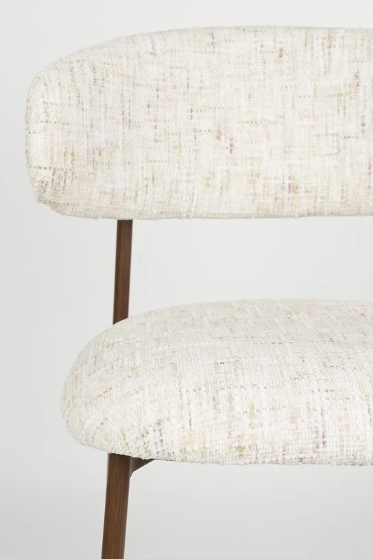 Chaise de bar en tissu blanc 65cm Finn - The Cool Republic