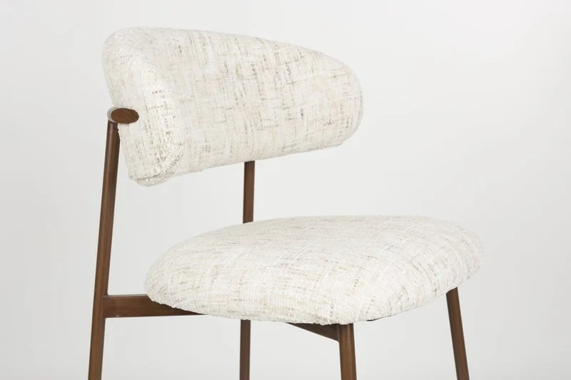 Chaise de bar en tissu blanc 65cm Finn - The Cool Republic
