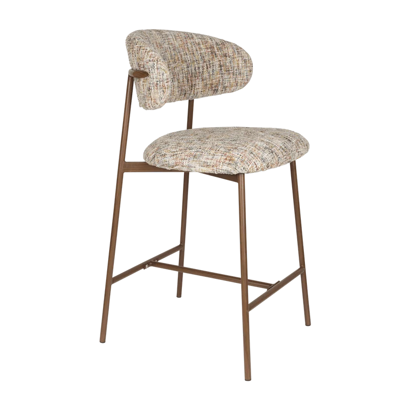 Chaise de bar en tissu beige 65cm Finn - The Cool Republic