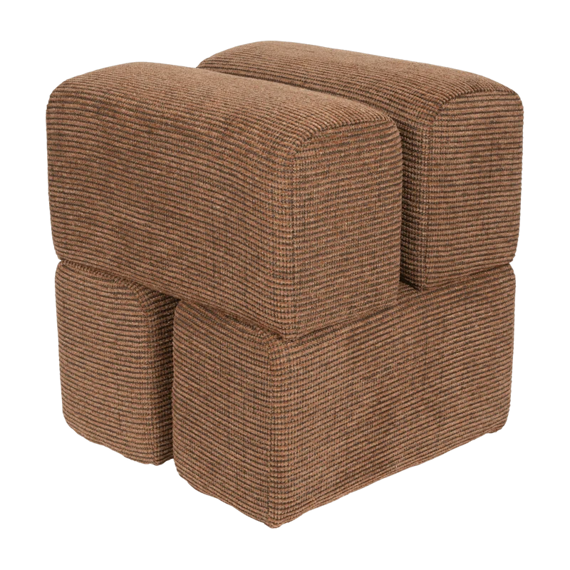 Pouf en tissu terracotta 40x40x45cm Ludo - The Cool Republic