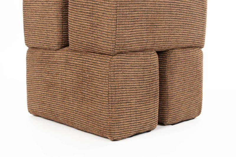 Pouf en tissu terracotta 40x40x45cm Ludo - The Cool Republic