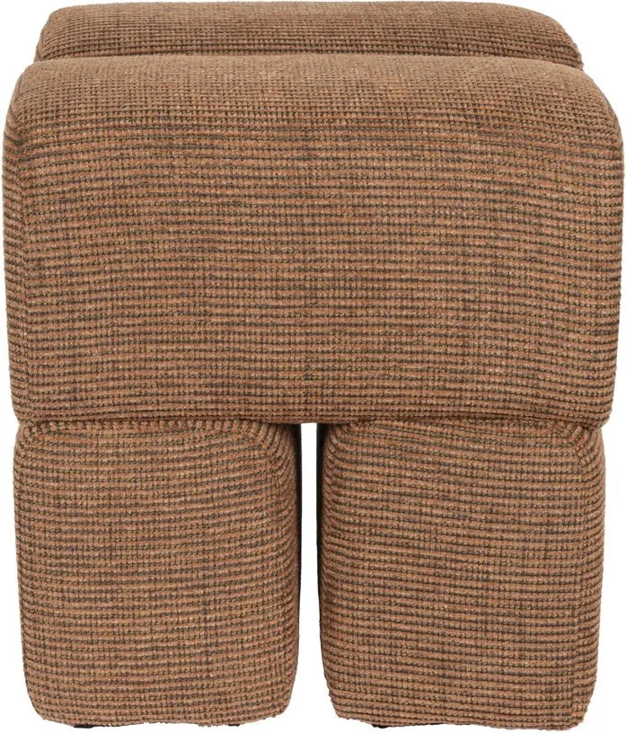 Pouf en tissu terracotta 40x40x45cm Ludo - The Cool Republic