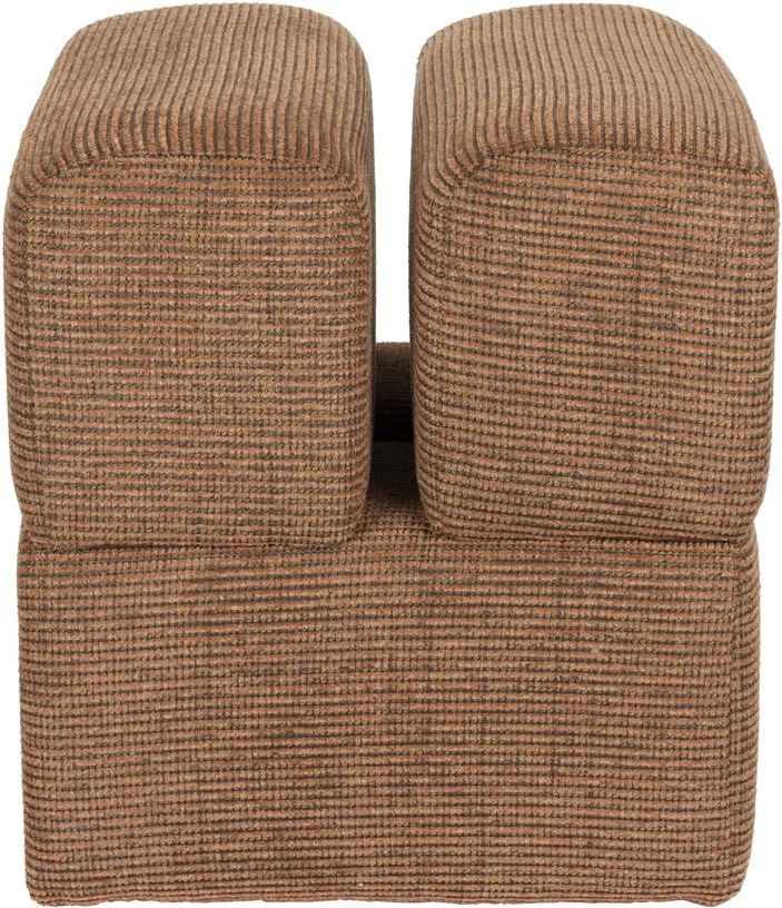 Pouf en tissu terracotta 40x40x45cm Ludo - The Cool Republic