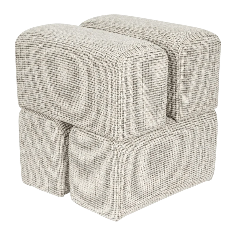 Pouf en tissu marron 40x40x45cm Ludo - The Cool Republic
