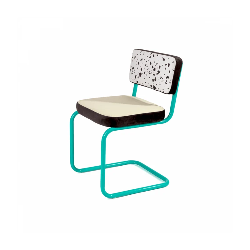 Chaise en métal vert et tissu motif vache Terrazzo - Seletti