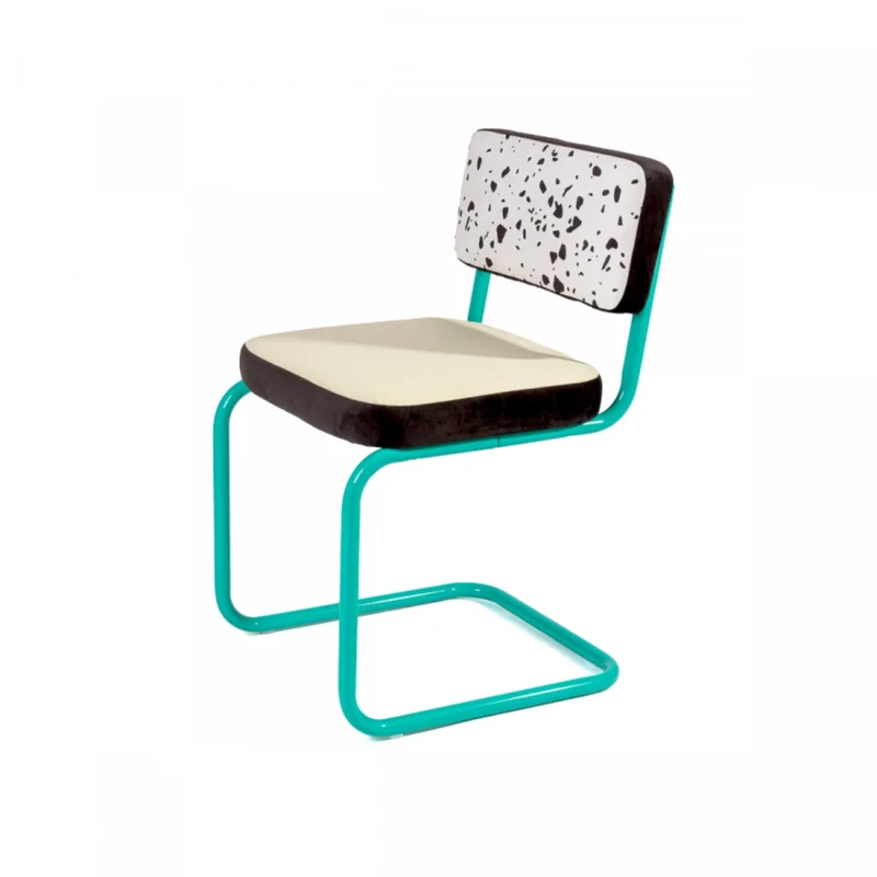 Chaise en métal vert et tissu motif vache Terrazzo - Seletti
