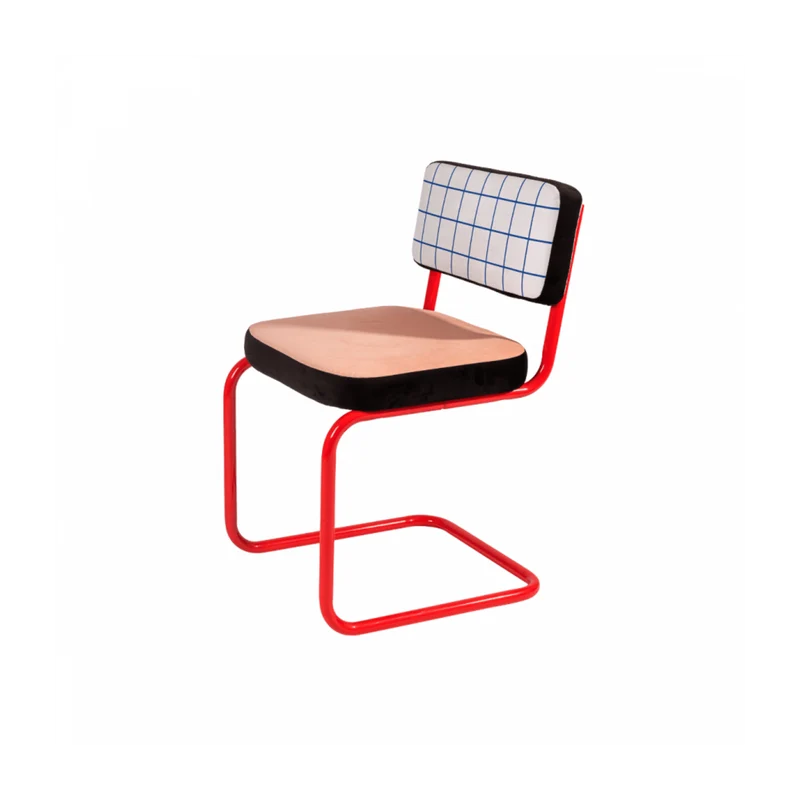 Chaise en métal rouge et tissu rose Blue grid - Seletti