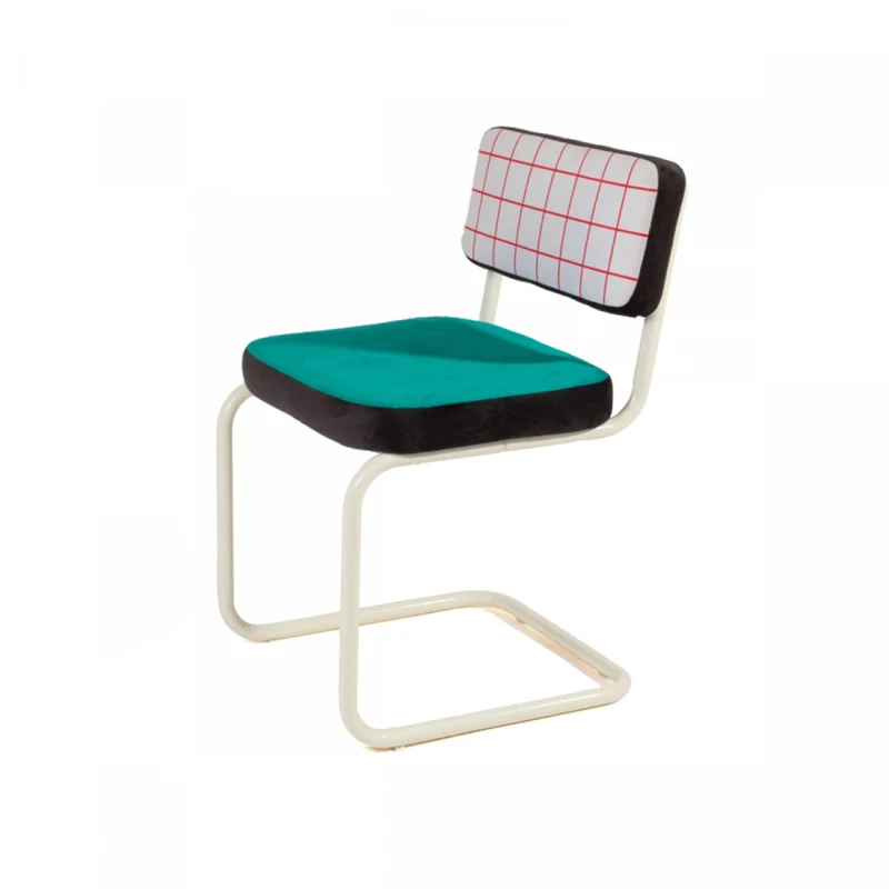 Chaise en métal et tissu coloré Red grid - Seletti