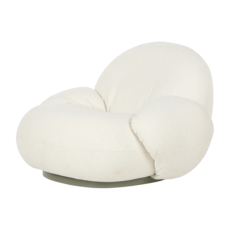 Fauteuil lounge de jardin pivotant avec accoudoirs en tissu lorkey et métal gris Pacha - Gubi