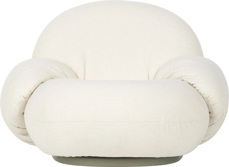 Fauteuil lounge de jardin pivotant avec accoudoirs en tissu lorkey et métal gris Pacha - Gubi