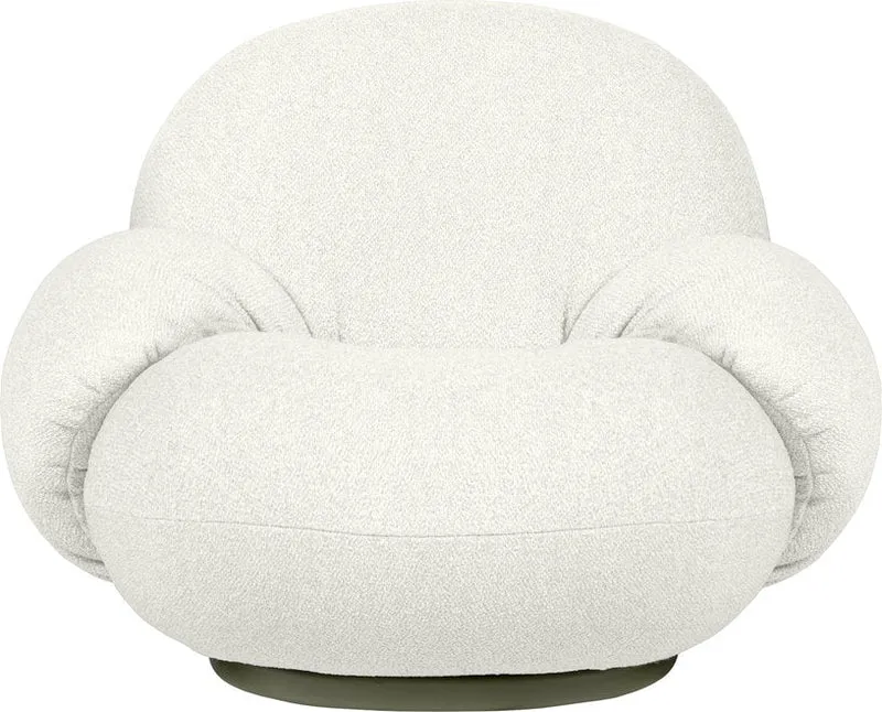 Fauteuil lounge de jardin pivotant avec accoudoirs en tissu blanc libera et métal gris Pacha - Gubi