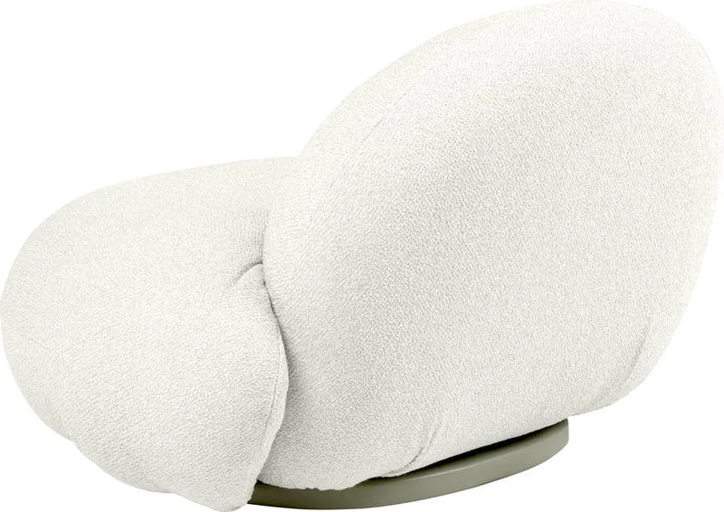 Fauteuil lounge de jardin pivotant avec accoudoirs en tissu blanc libera et métal gris Pacha - Gubi