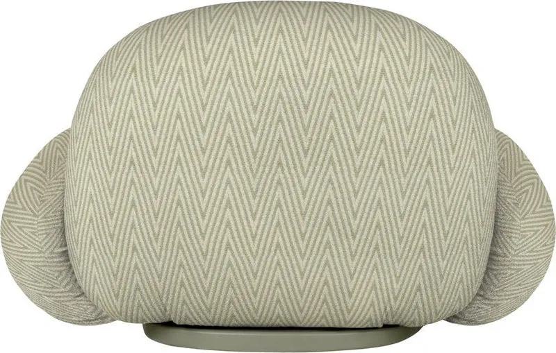 Fauteuil lounge de jardin pivotant avec accoudoirs en tissu chevron vert et métal gris Pacha - Gubi