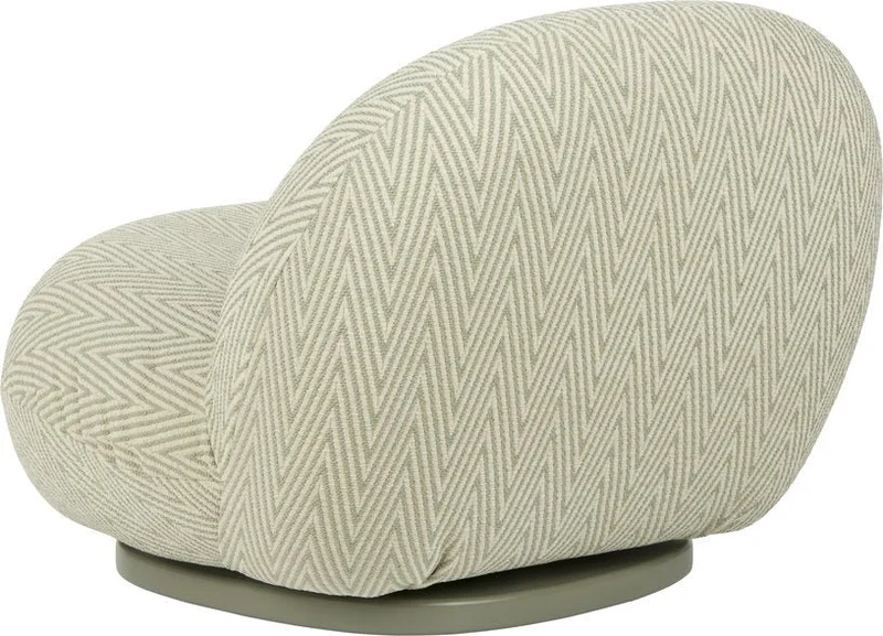 Fauteuil lounge de jardin pivotant en tissu chevron vert et base métal gris mousse Pacha - Gubi