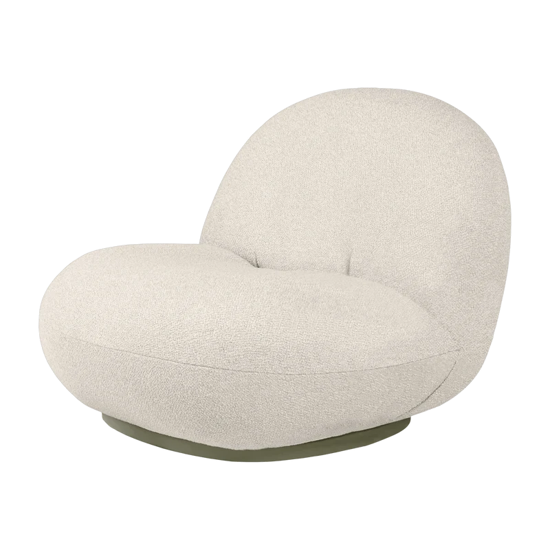 Fauteuil lounge de jardin pivotant en tissu lorkey et base métal gris mousse Pacha - Gubi