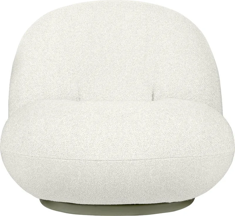 Fauteuil lounge de jardin pivotant en tissu blanc libera et base métal gris mousse Pacha - Gubi