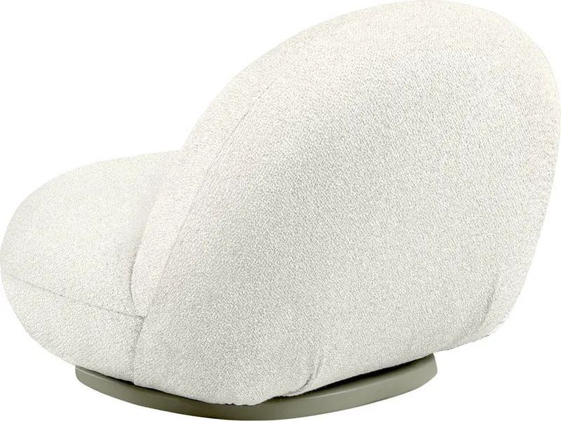 Fauteuil lounge de jardin pivotant en tissu blanc libera et base métal gris mousse Pacha - Gubi