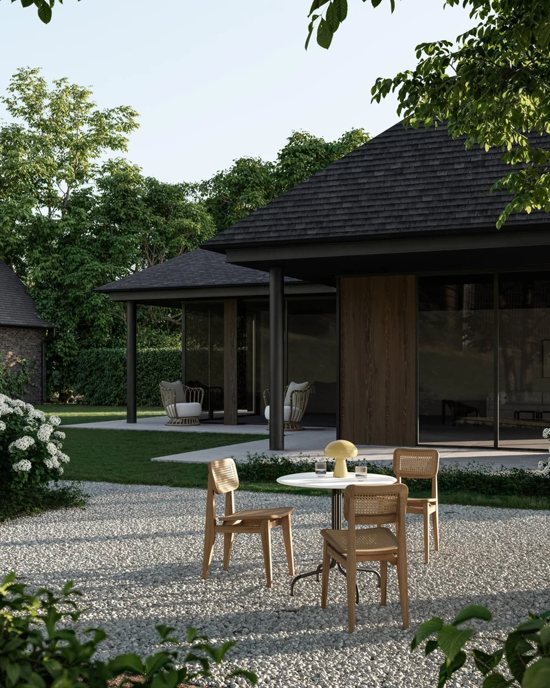 Chaise de jardin en bois de teck et cannage C-Chair - Gubi