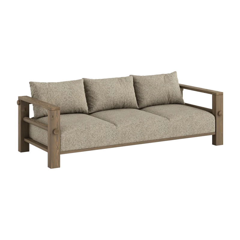 Canapé en pin foncé et son futon warm sand 94x225x82cm Bare - Karup Design