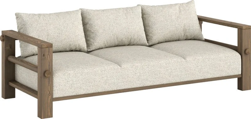 Canapé en pin foncé et son futon soft chalk 94x225x82cm Bare - Karup Design