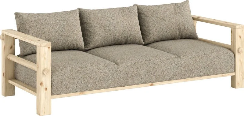 Canapé en pin et son futon warm sand 94x225x82cm Bare - Karup Design