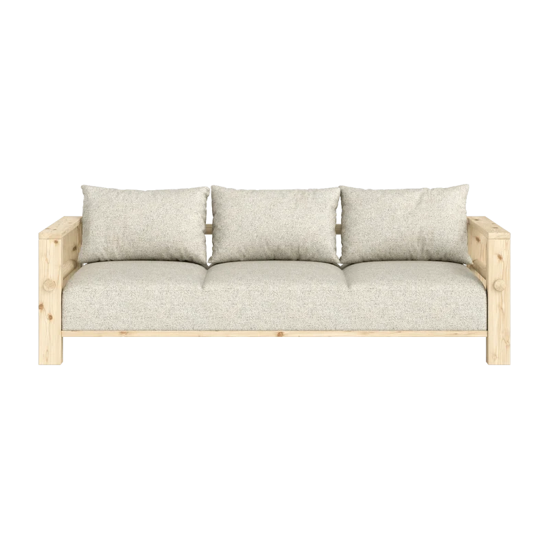 Canapé en pin et son futon soft chalk 94x225x82cm Bare - Karup Design