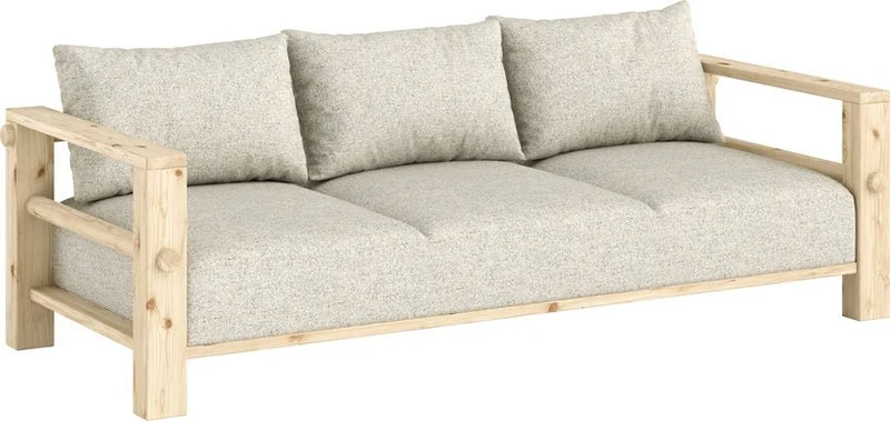 Canapé en pin et son futon soft chalk 94x225x82cm Bare - Karup Design