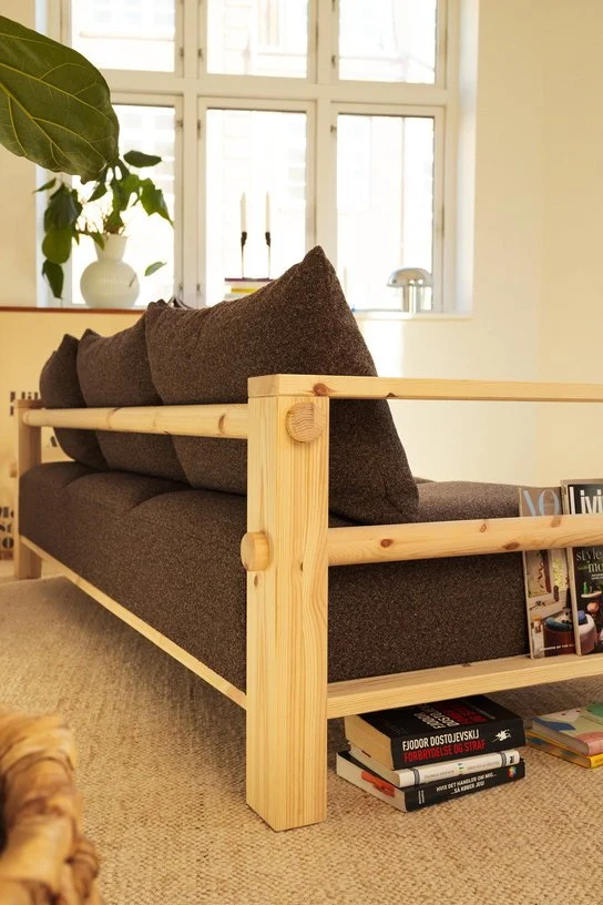 Canapé en pin et son futon soft chalk 94x225x82cm Bare - Karup Design