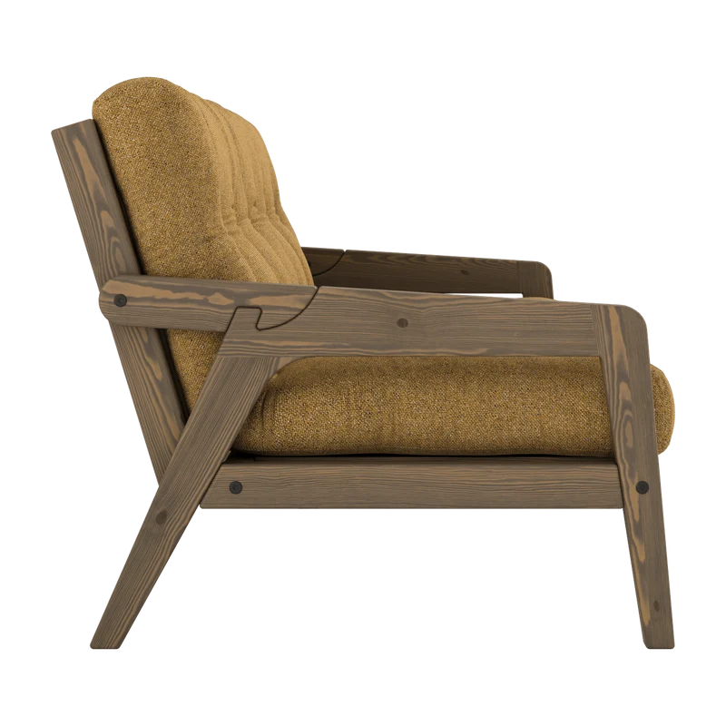 Canapé convertible en pin foncé avec son matelas futon golden ochre Grab - Karup Design