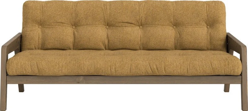 Canapé convertible en pin foncé avec son matelas futon golden ochre Grab - Karup Design